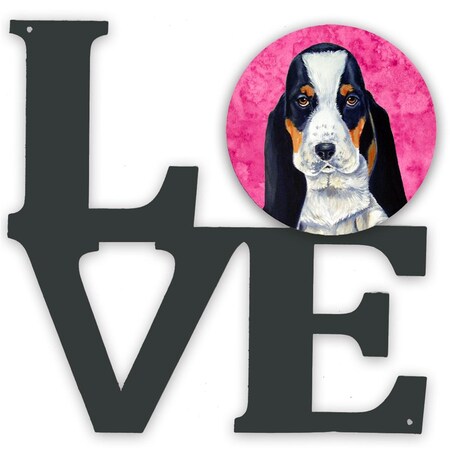Carolines Treasures 11.5 x 11.75 in. Pink Basset Hound Metal Artwork Love Wall Decor LH9374PKWALV